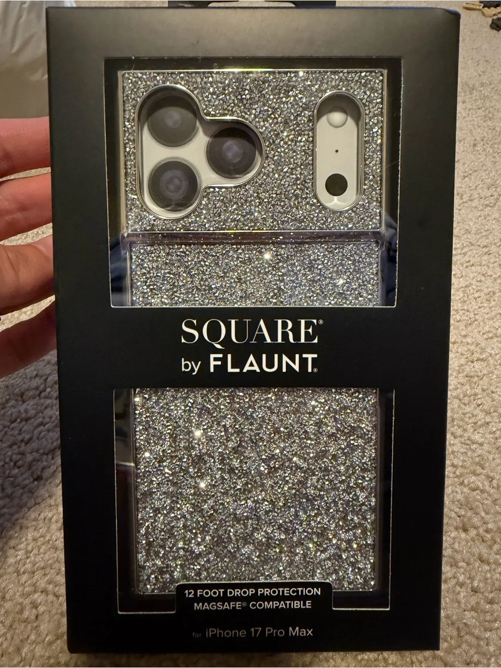 Square by Silver Glitter Case for iPhone 17 Pro Max